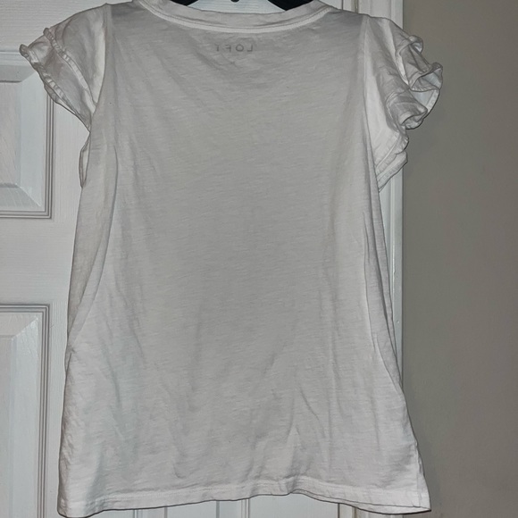 LOFT White Top with Cute Sleeves, Size Medium - Picture 3 of 3